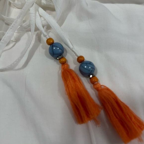 Blue Island White & Blue Rickrack Boho Beach Coverup Dress Size Small - Picture 6 of 16